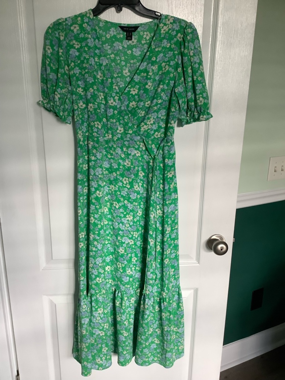 New Look Green Floral Wrap Maxi Dress